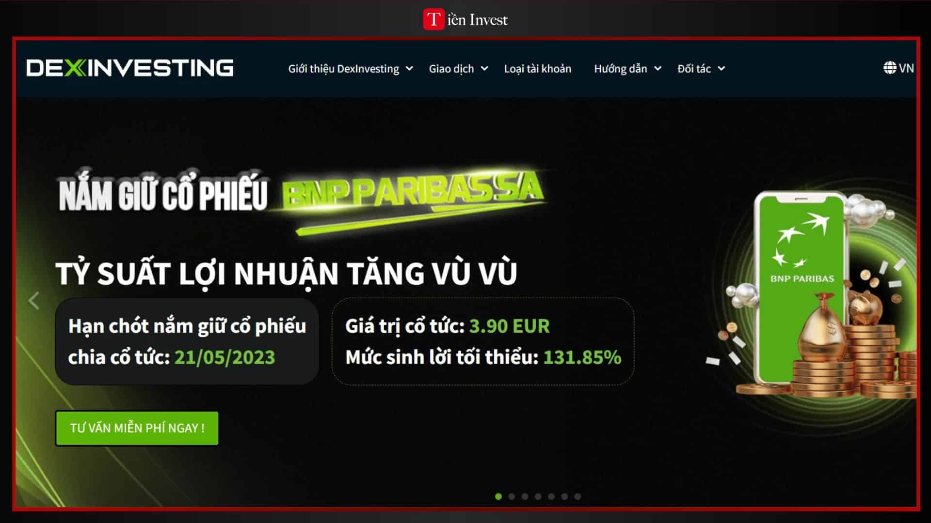 Trang web DEX Investing